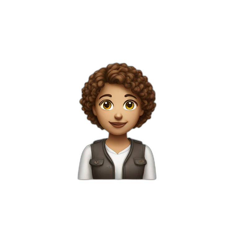 developer girl with brown curly hair emoji