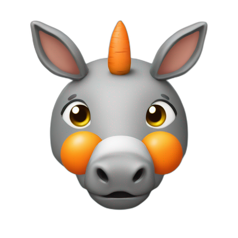 3d sphere with a cartoon godly carrots Donkey skin texture with pensive eyes emoji