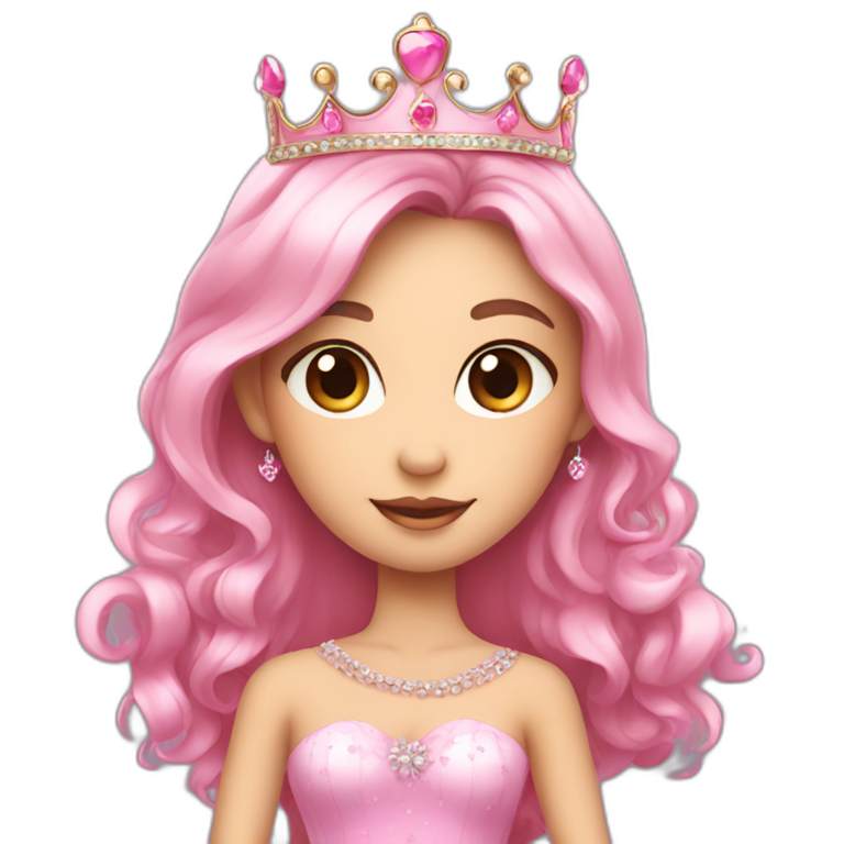 pink cute princess with crown and princess dress emoji