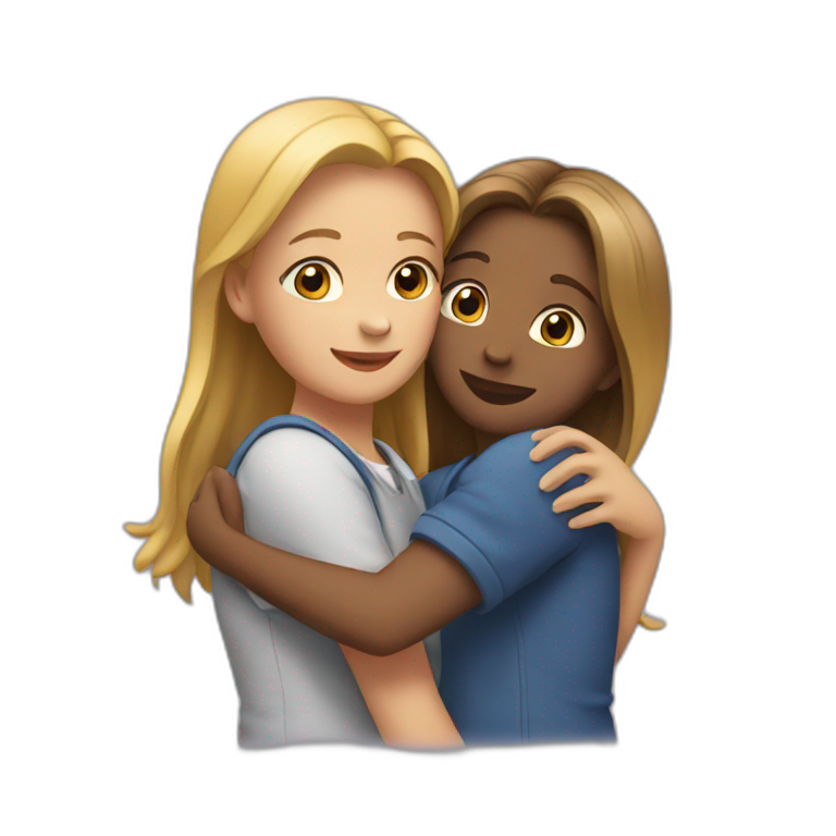 two girls hugging each other emoji