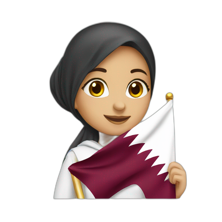 Arabic girl holding Qatar flag emoji