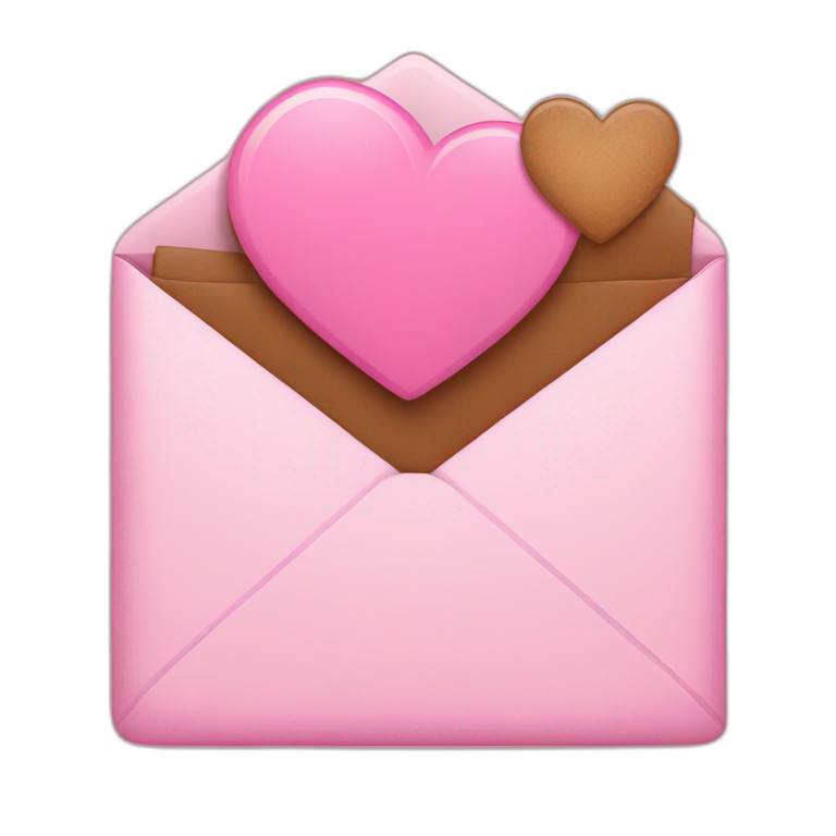 Pink mail with a brown heart emoji