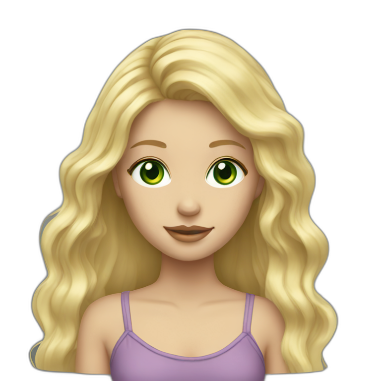 Blonde Long hair girl green eyes emoji