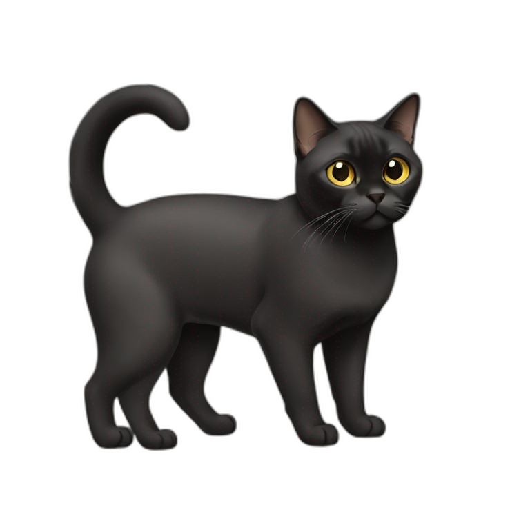 Black Burmese Cat Full Body emoji