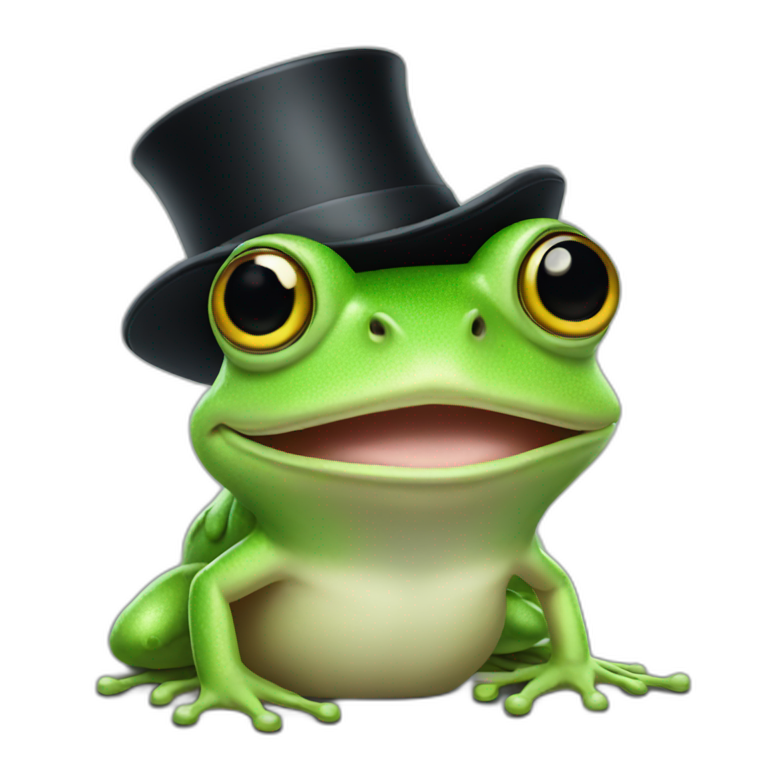frog wearing a top hat emoji