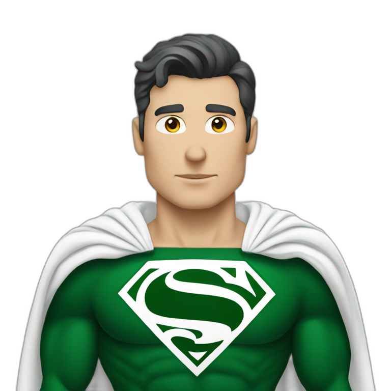A white Superman wears forest green clothes emoji