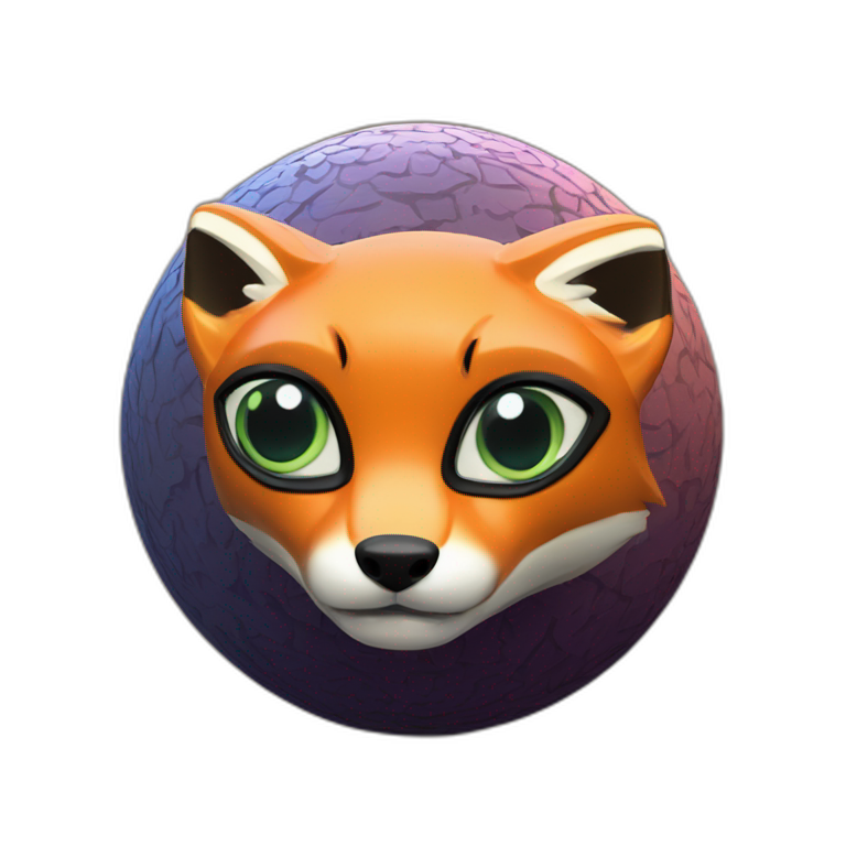 3d sphere with a cartoon Fox skin texture with Eye of Horus emoji