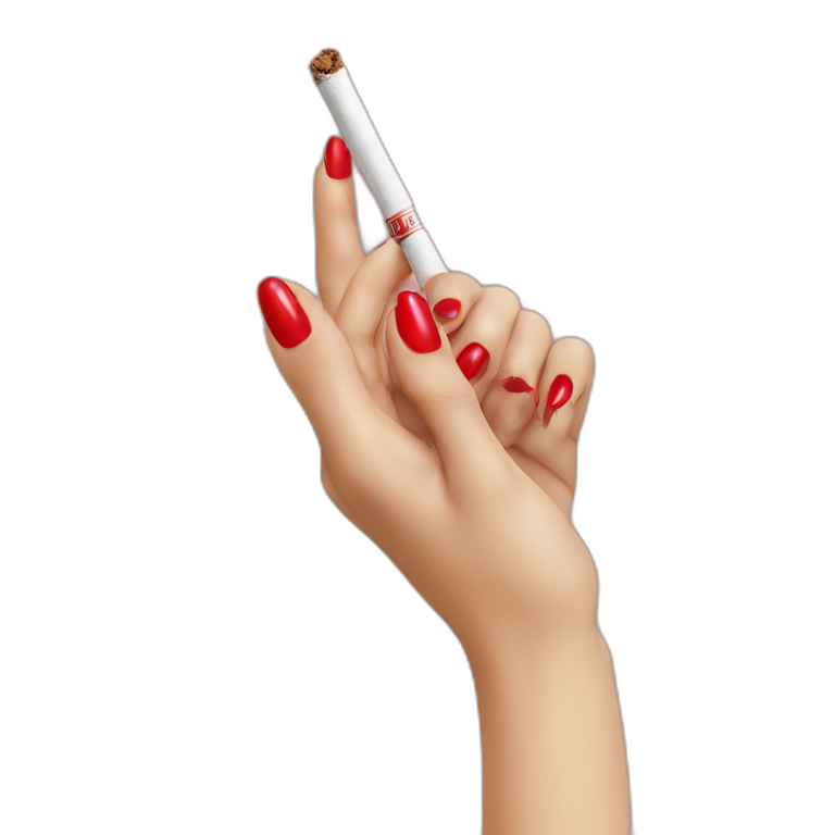 hand red nails rolling cigarette emoji