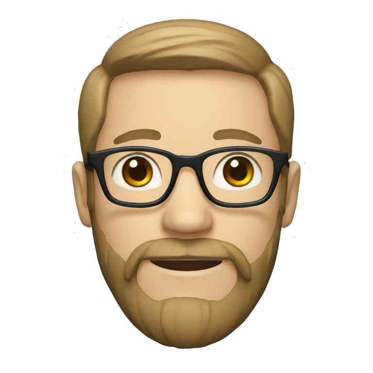 Guy with glasses and beard, white skin emoji