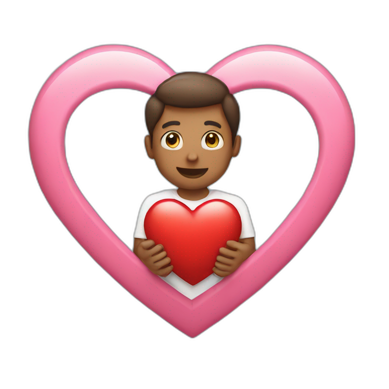 Holding a big heart emoji