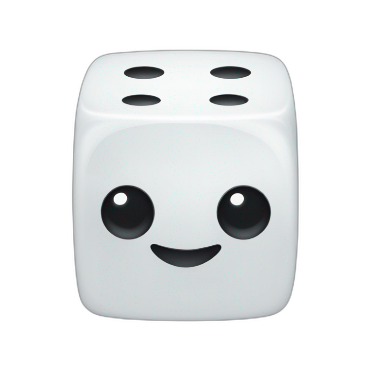 white dice with 5 3 4 on the faces emoji