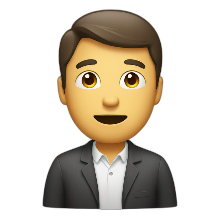 Man with a speech bubble emoji