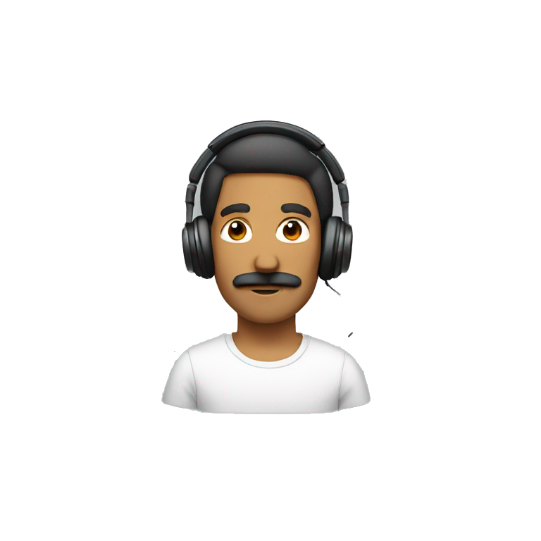 Make a brown man with mustache and with headphones  emoji