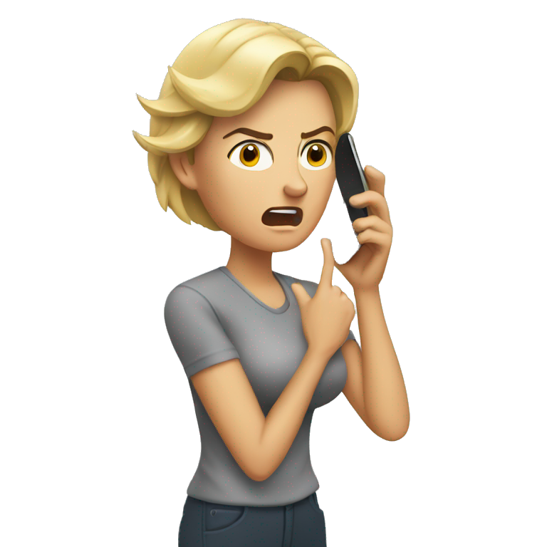 Moraine angry Woman talking on cell phone emoji