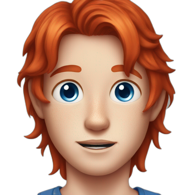 cherry red hair boy with blue eyes and freckles, and piercings emoji