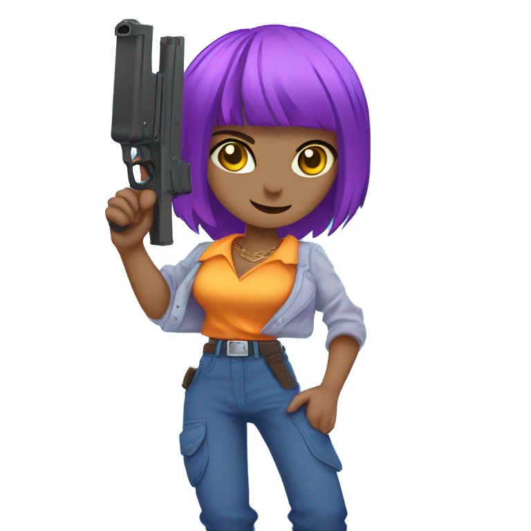 smiling girl with gun emoji