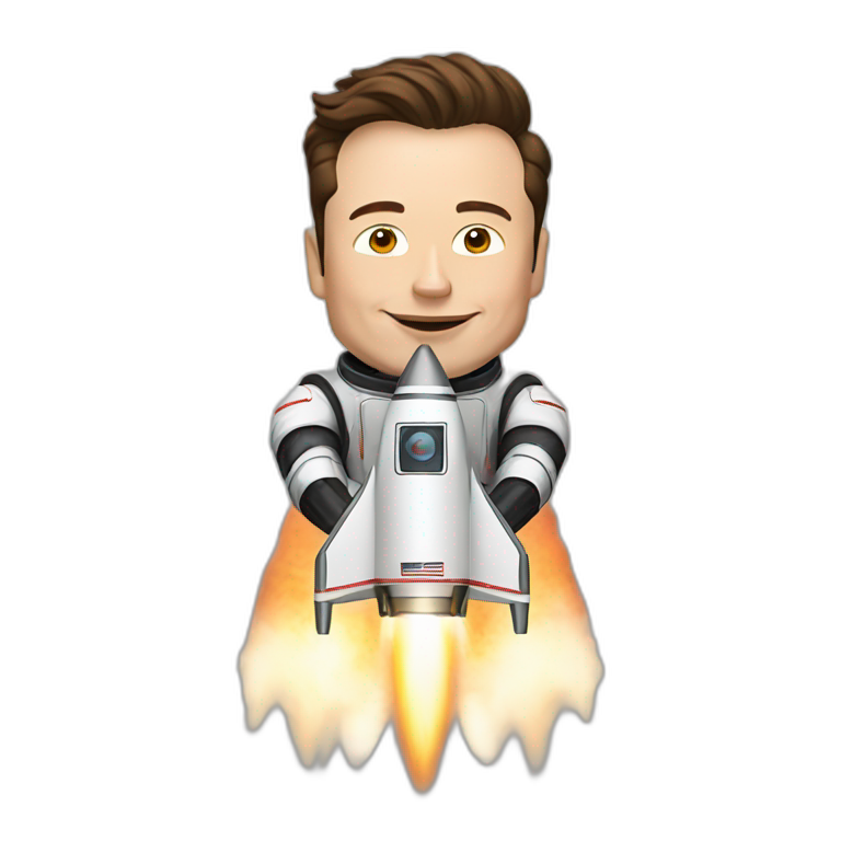 elon musk on the rocket emoji