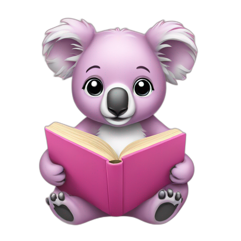 pink koala reading a book emoji