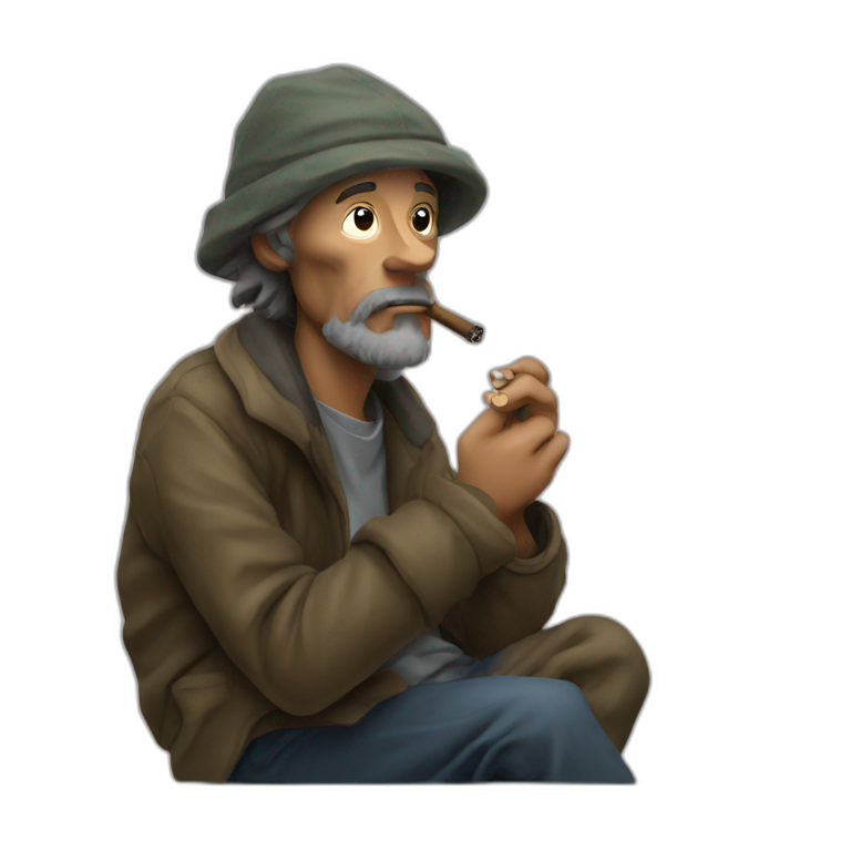 Homeless man smoking cigar emoji