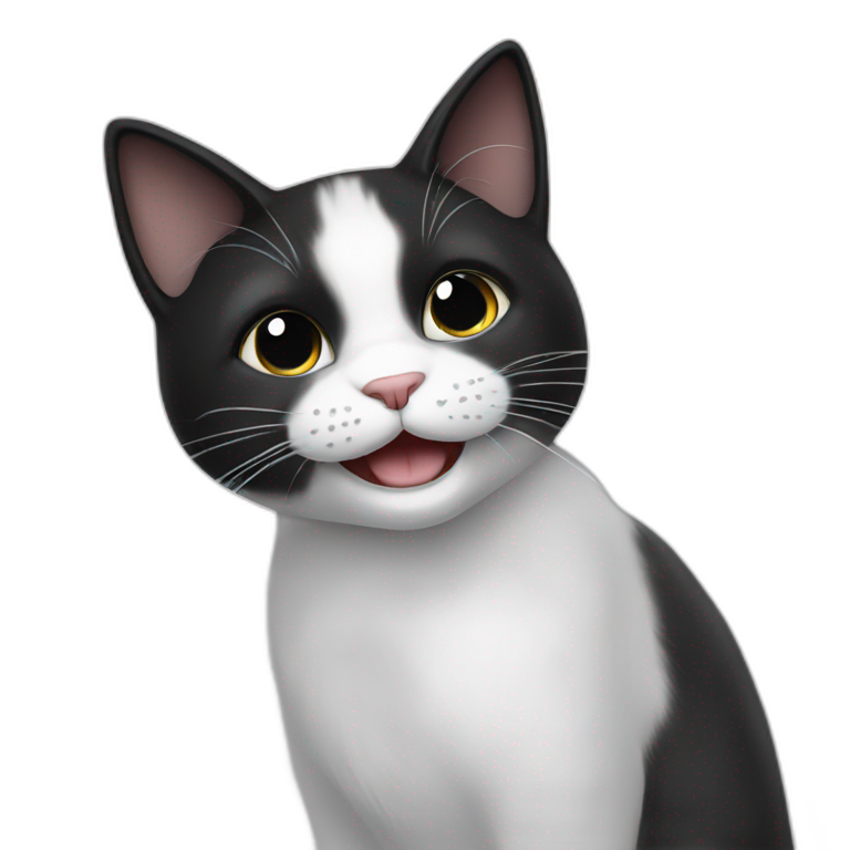 happy white black cat emoji