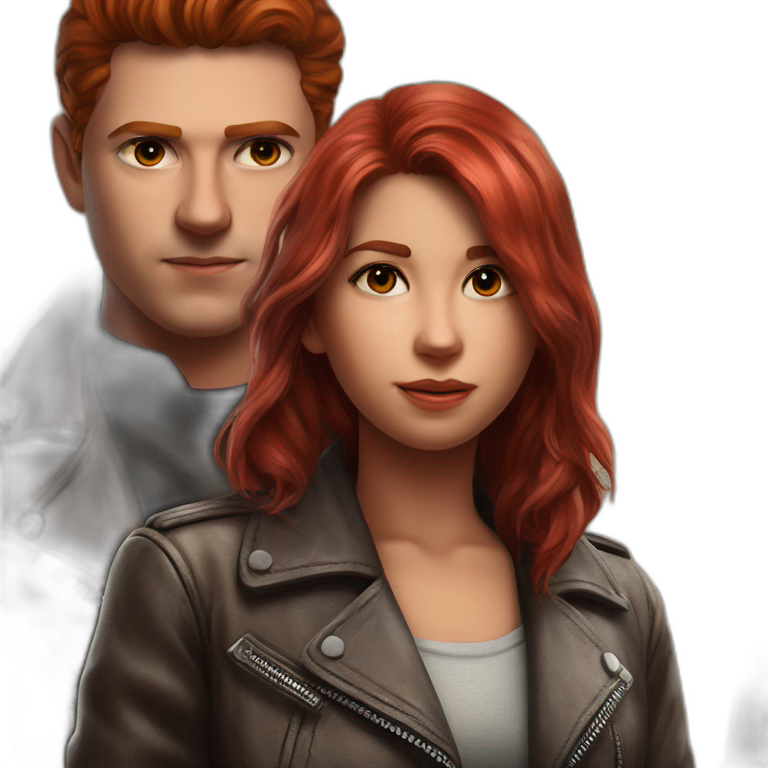 red haired girl and boy emoji