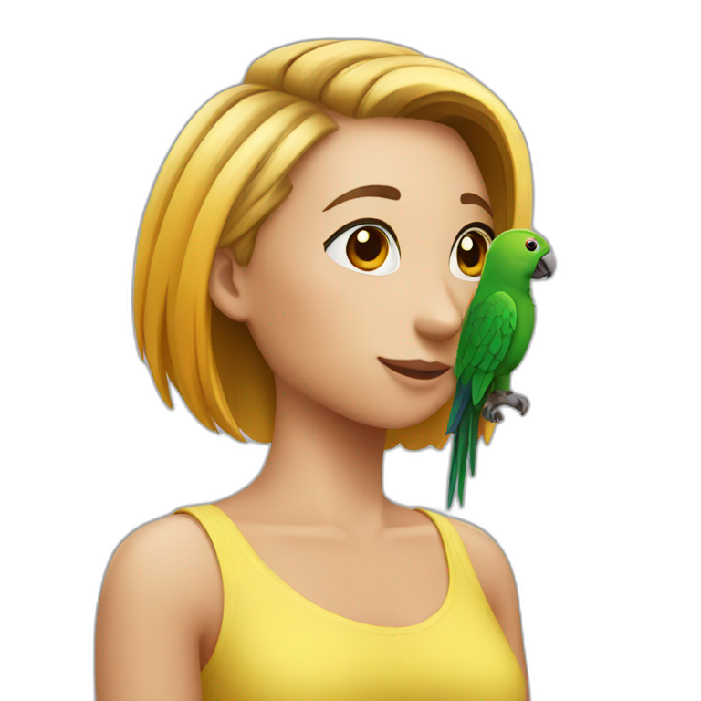 Parrot on the shoulder. Bob hairstyle emoji