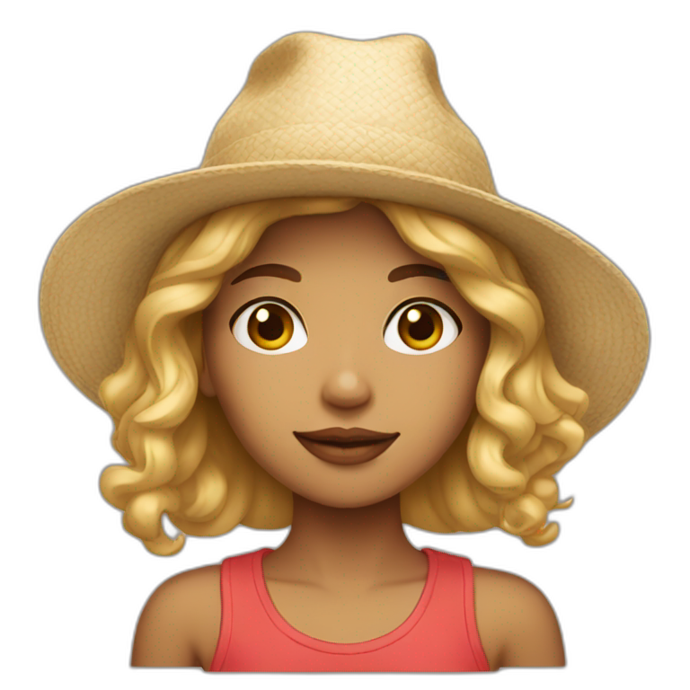 Light skin girl with hat emoji