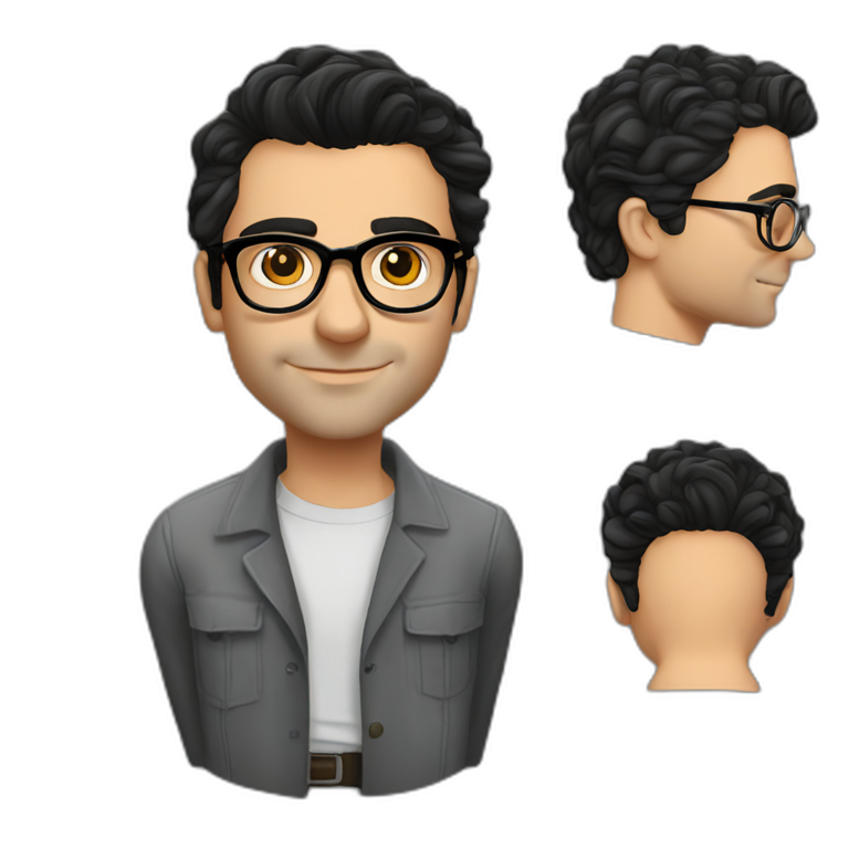 young oscar isaac with glasses, clean shaven emoji