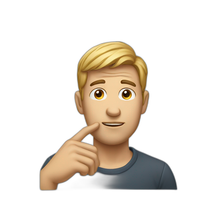 man looking up with hand on chin emoji
