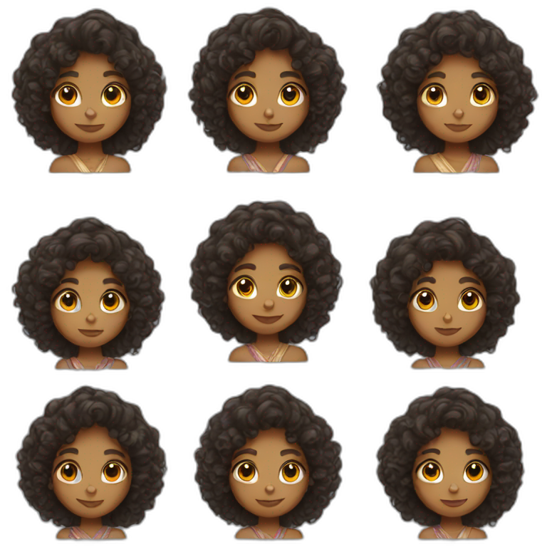 indian girl with curly hair emoji