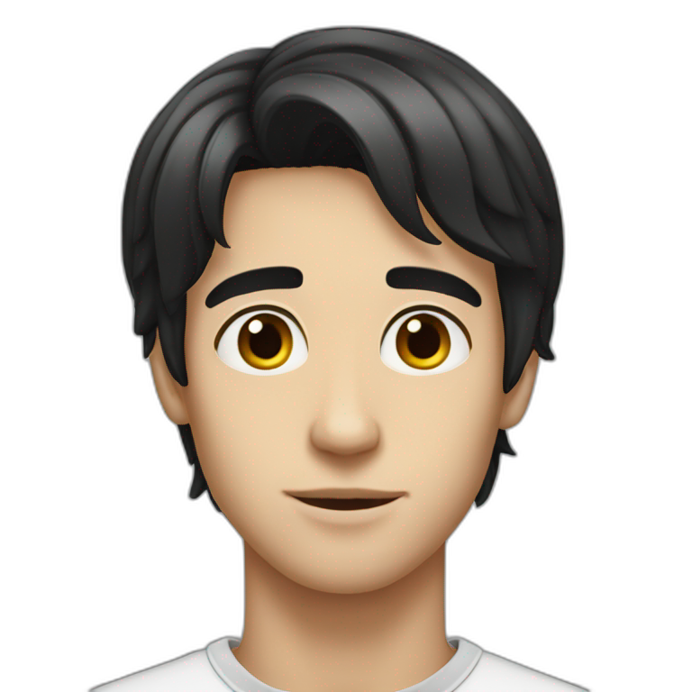 Young men French type with dark straight hair  emoji