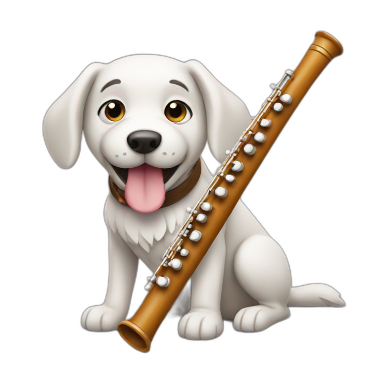 Dog playing flute emoji