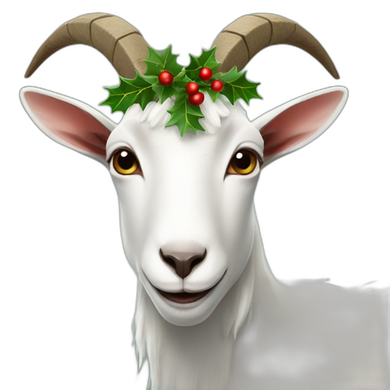 Goat with a Christmas garland emoji