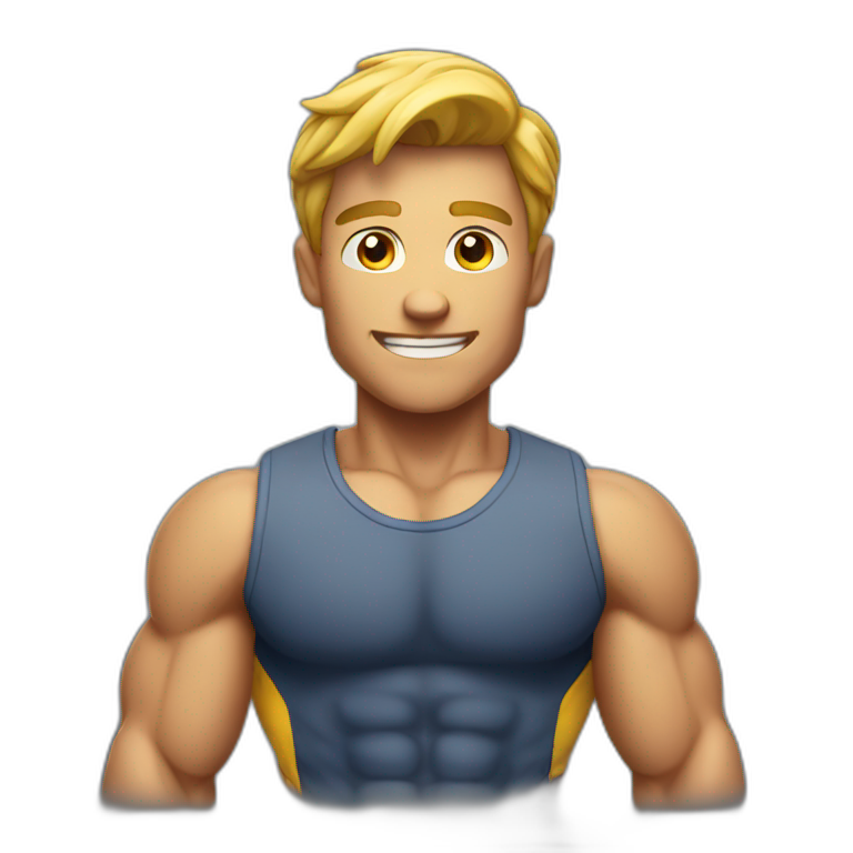 Muscular smart guy emoji
