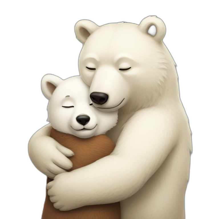 white bear hugs fox emoji
