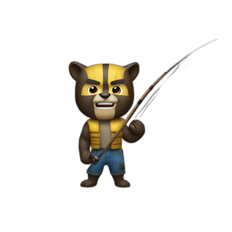 Wolverine with a fishing rod emoji