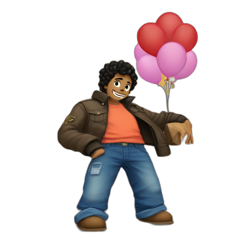happy boy with blue balloon emoji