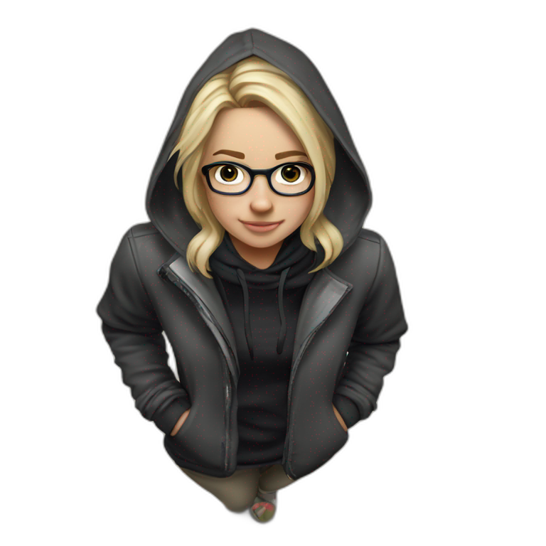 blonde girl in hooded jacket emoji