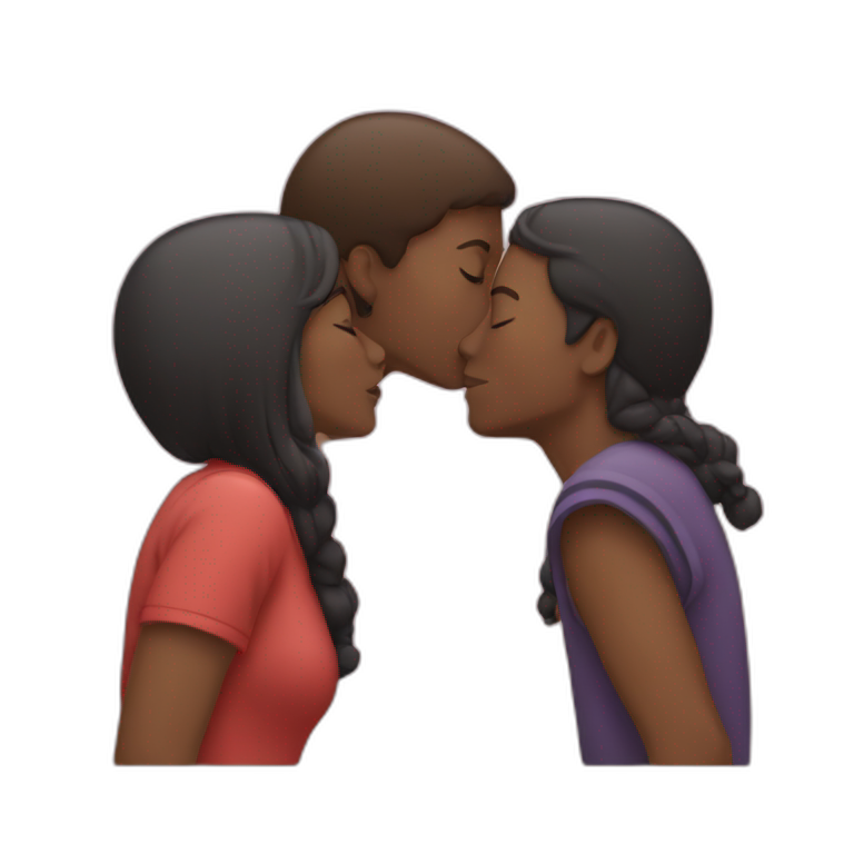 three people kissing emoji