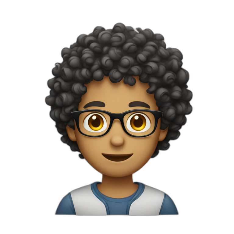 Curly haired boy with glasses emoji