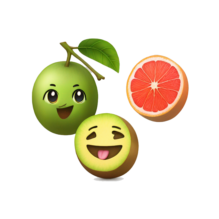 Kiwi, Cherry and Grapefruit together smiling emoji