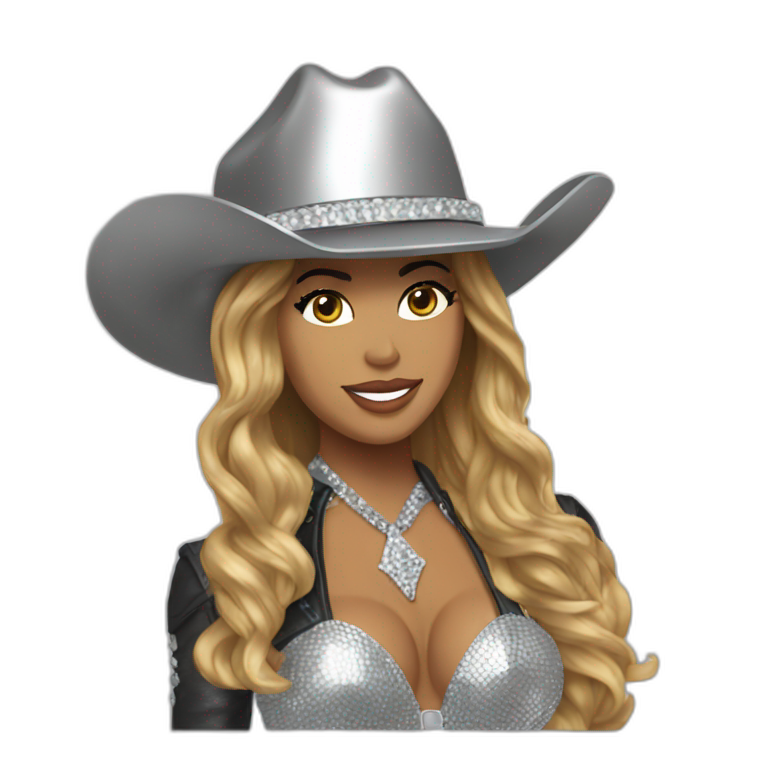 Beyoncé wear in silver cowboy on discoball horse emoji