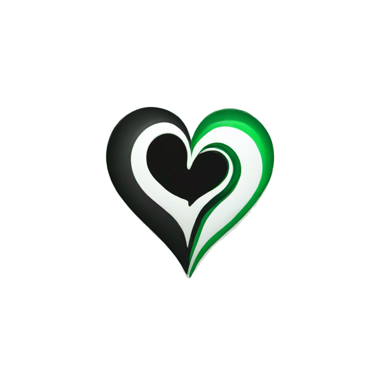 Half black and half Green swirl heart emoji