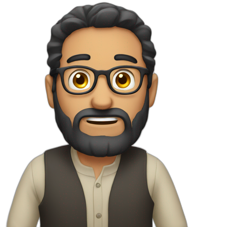 arab man with glasses and beard, black hair, shocked with both hand on sheeks emoji