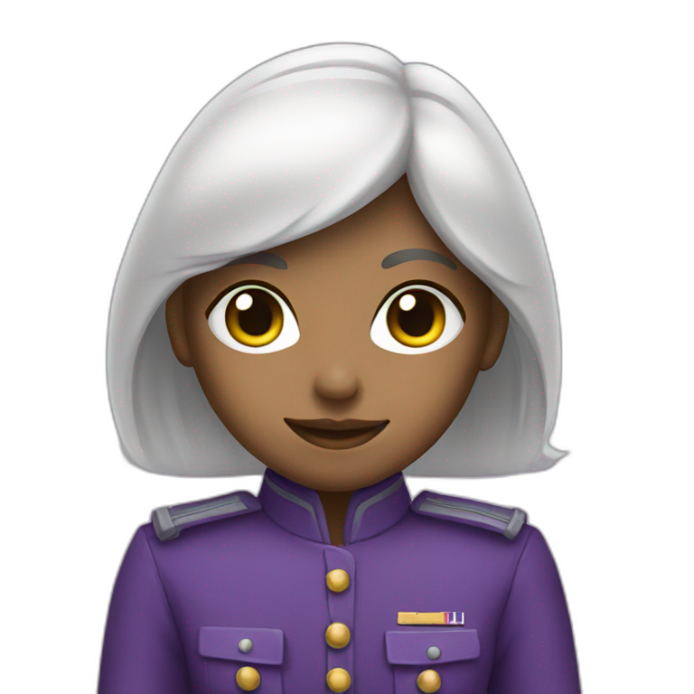 White hair soldier girl with purple suit emoji