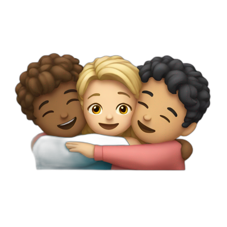 3 friends hugging  emoji