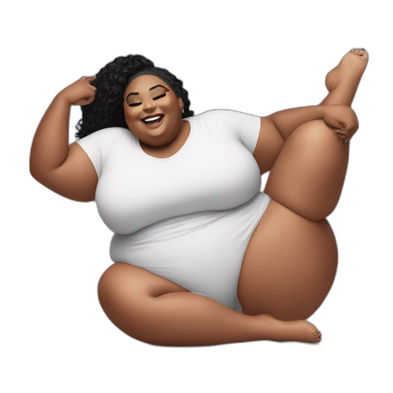 Fat Lizzo doing splits emoji
