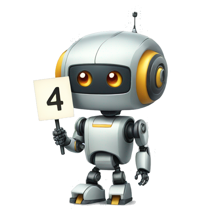 ROBOT HOLDING A SIGN WRITTEN NUMBER FOUR emoji