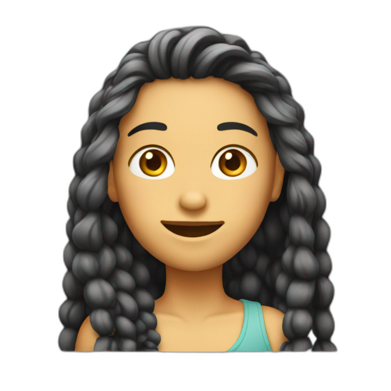 Emoji de cara con pelo largo emoji