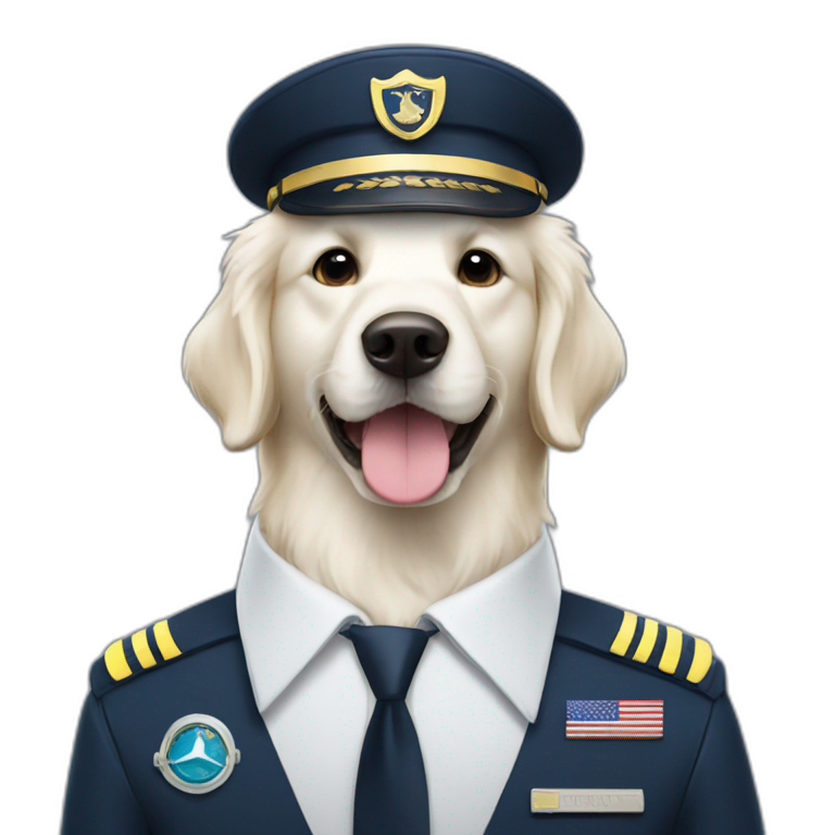 White golden retriever airline pilot emoji
